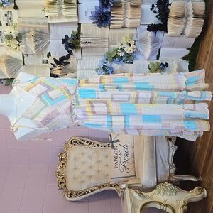 NWT Patchwork Frill Wrap Midi Dress Blue B Collection SM Multicolor